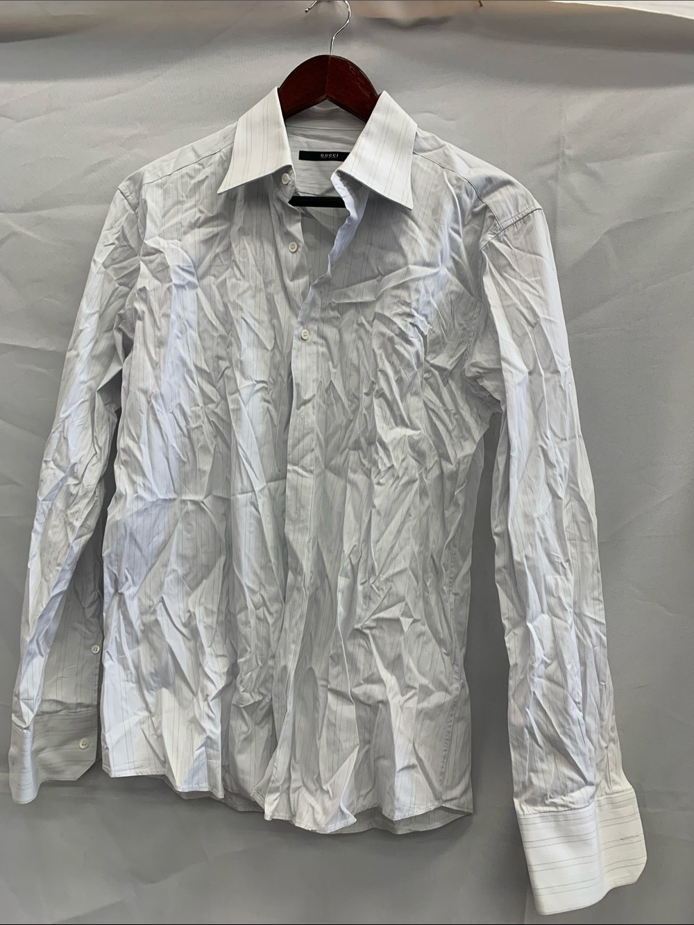 Gucci White Subtle Pinstripe Men's Dress Shirt